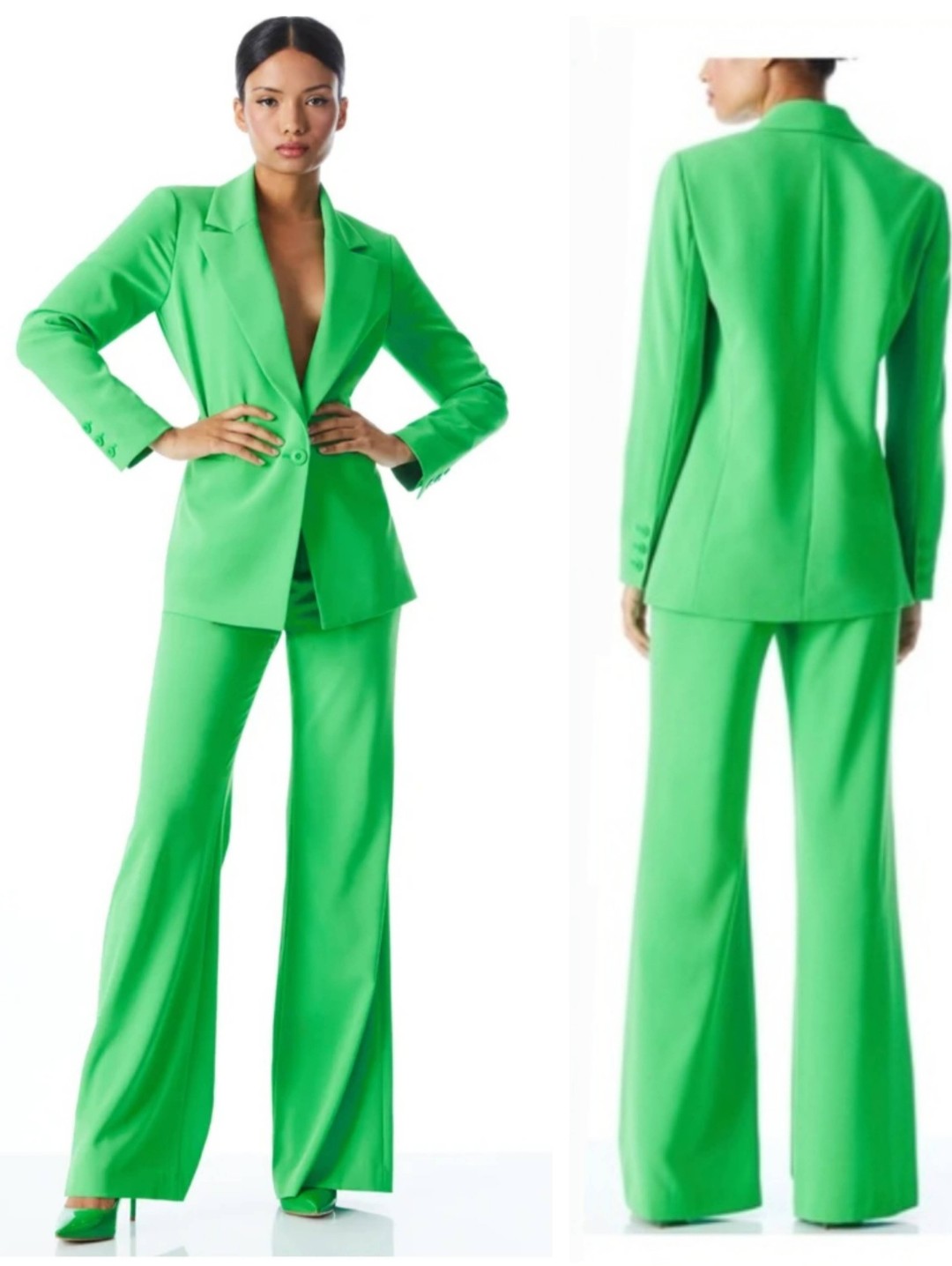 Alice + Olivia Bright Green Tailored Pantsuit